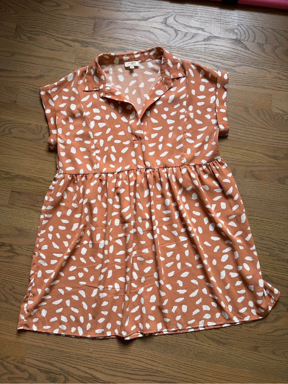 Umgee Rust Orange Spotted Short Sleeve Dress